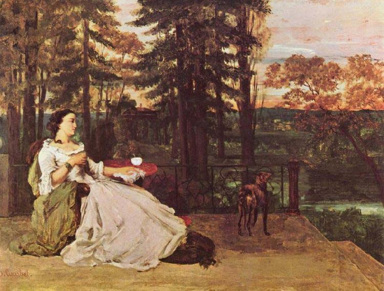 Courbet, Gustave Dame auf der Terrasse (Le dame de Francfort) oil painting image